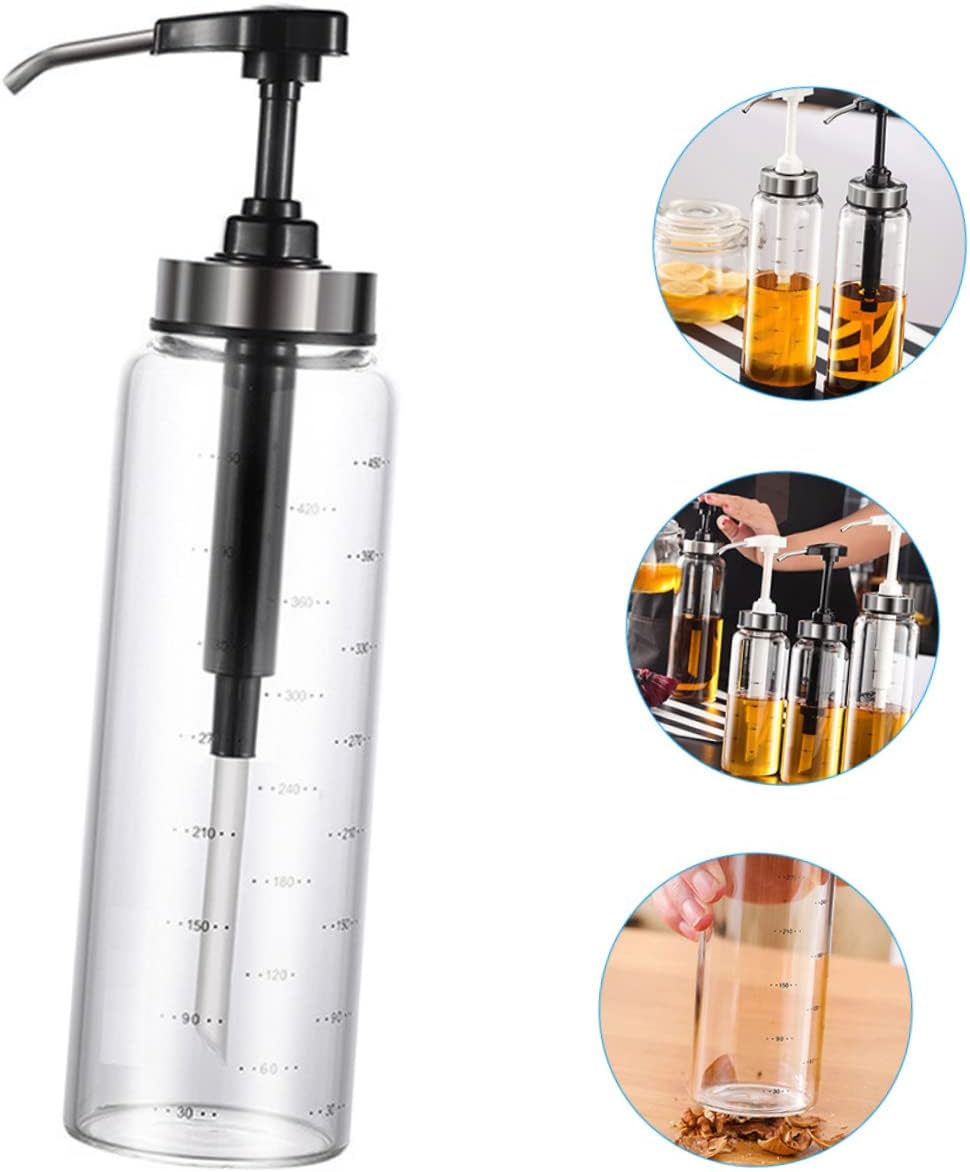 GRADENEVE 500ml Black Glass Honey Pot with Metal Pump