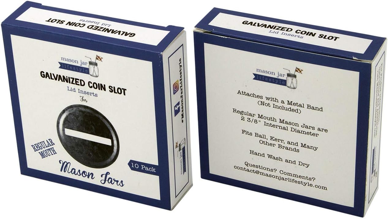 Coin Slot Bank Galvanized Metal Lid Inserts 10 Pack 1