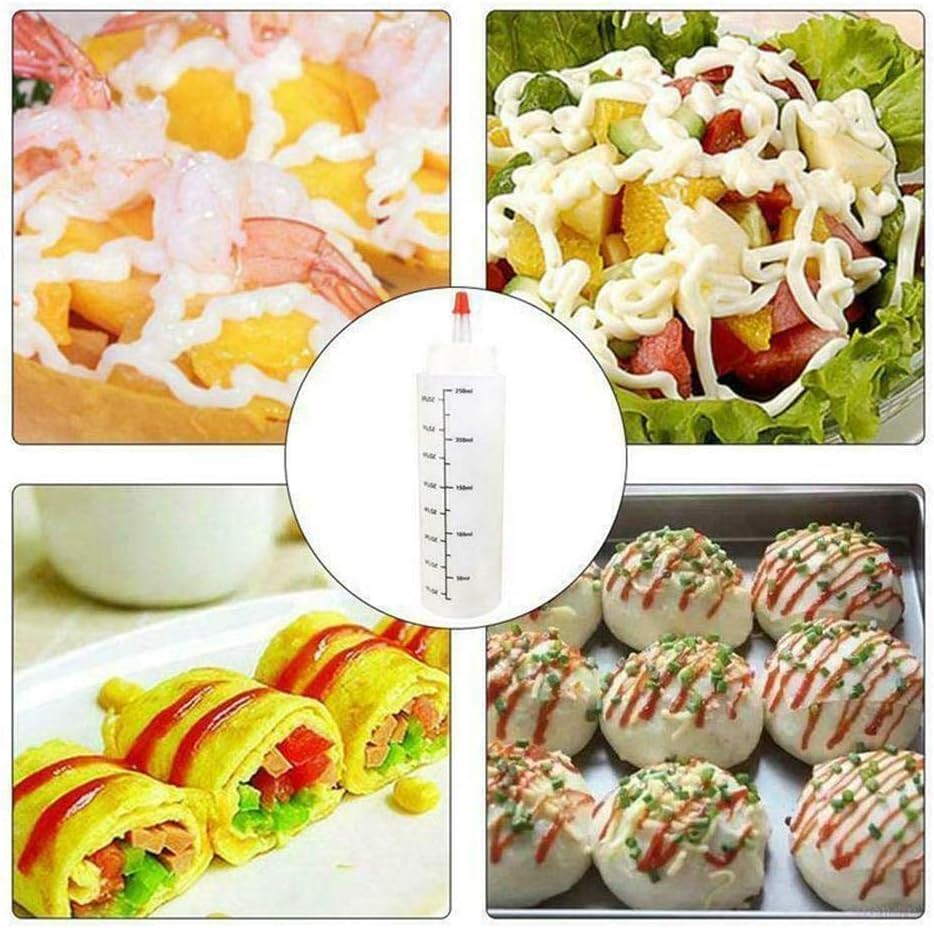 BWESOO 250ml Squeeze Condiment Bottle with Nozzle