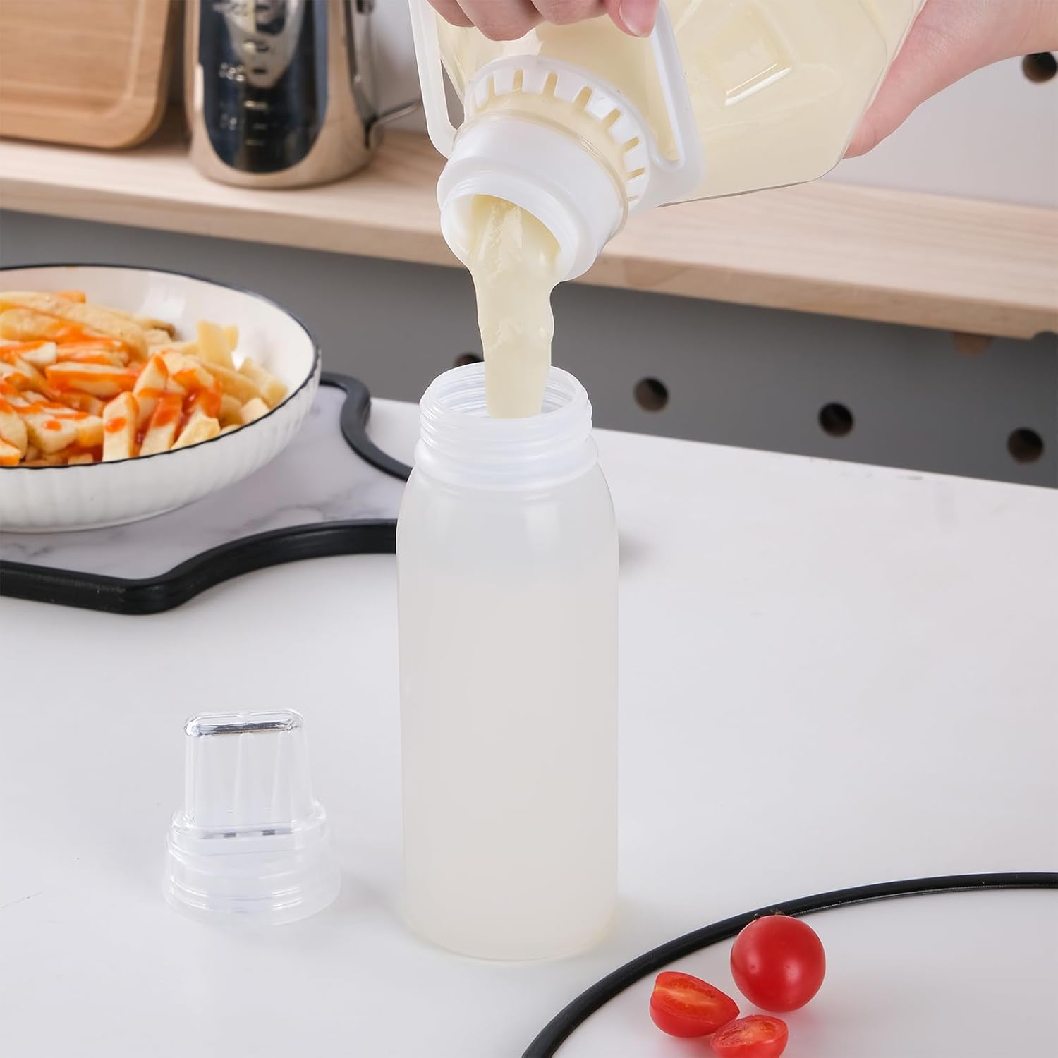 RAMFIYN 6 Pack 3-Hole Nozzle Squeeze Bottles for Condiments