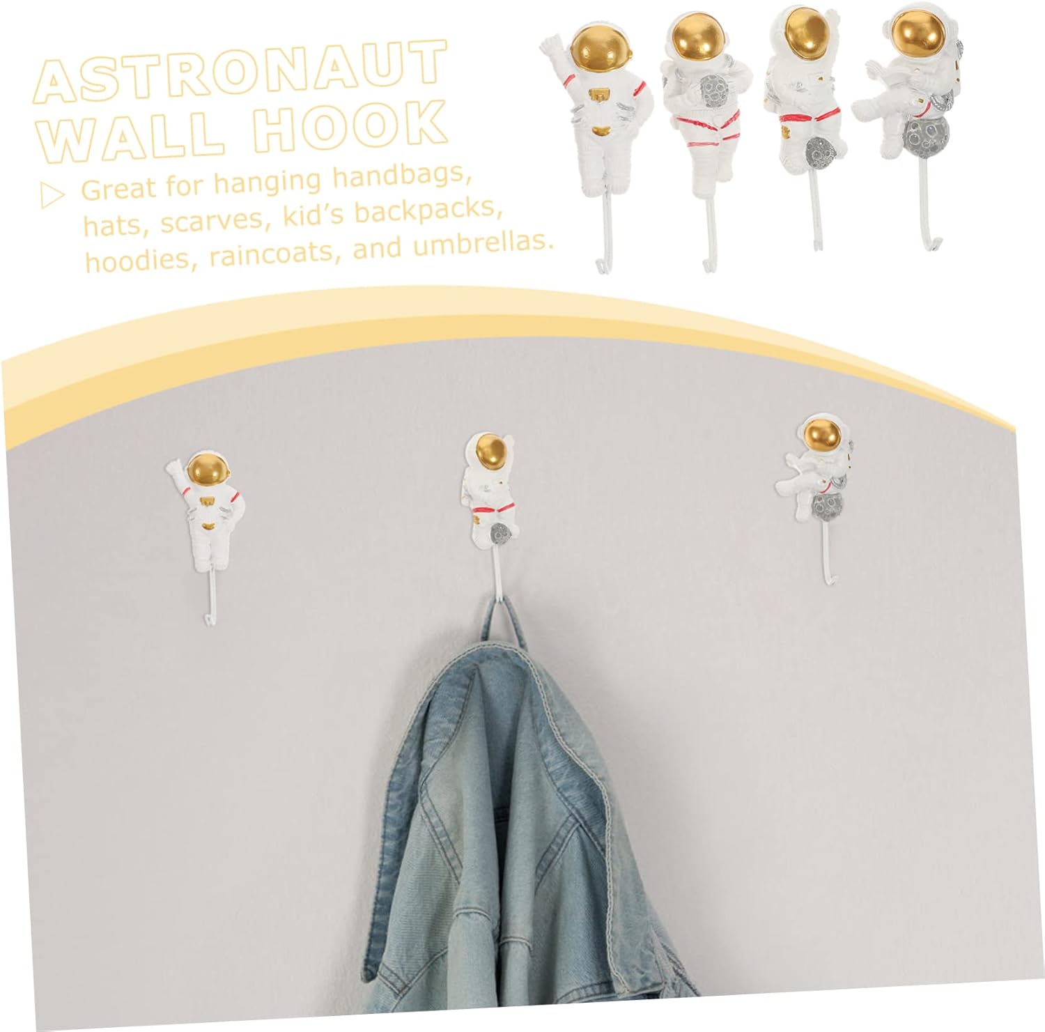 VICASKY 4pcs Space-Themed Astronaut Hooks Wall Decor 1