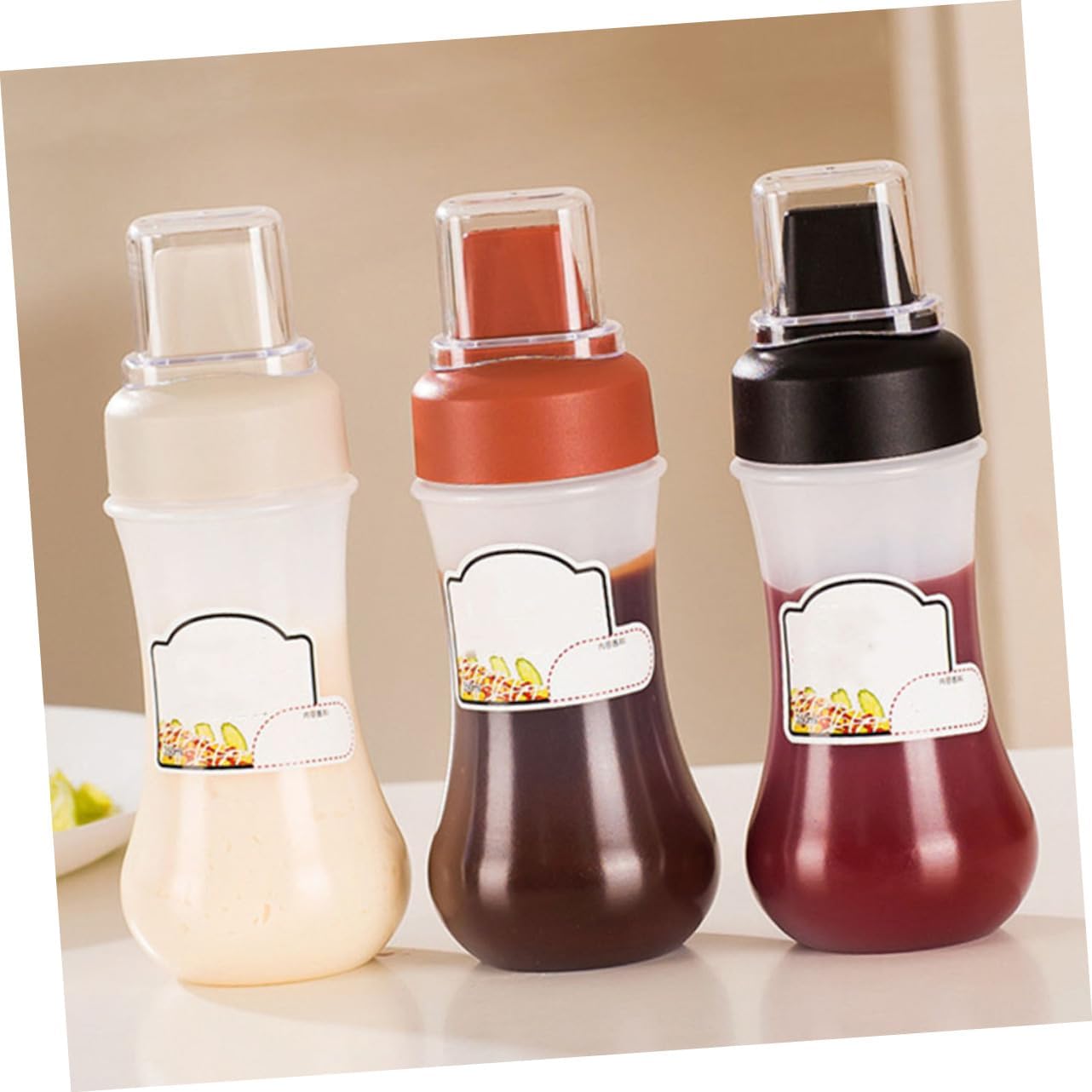 PRETYZOOM 2pcs Condiment Squeeze Bottles Set for Ketchup Salad Dressing Mustard