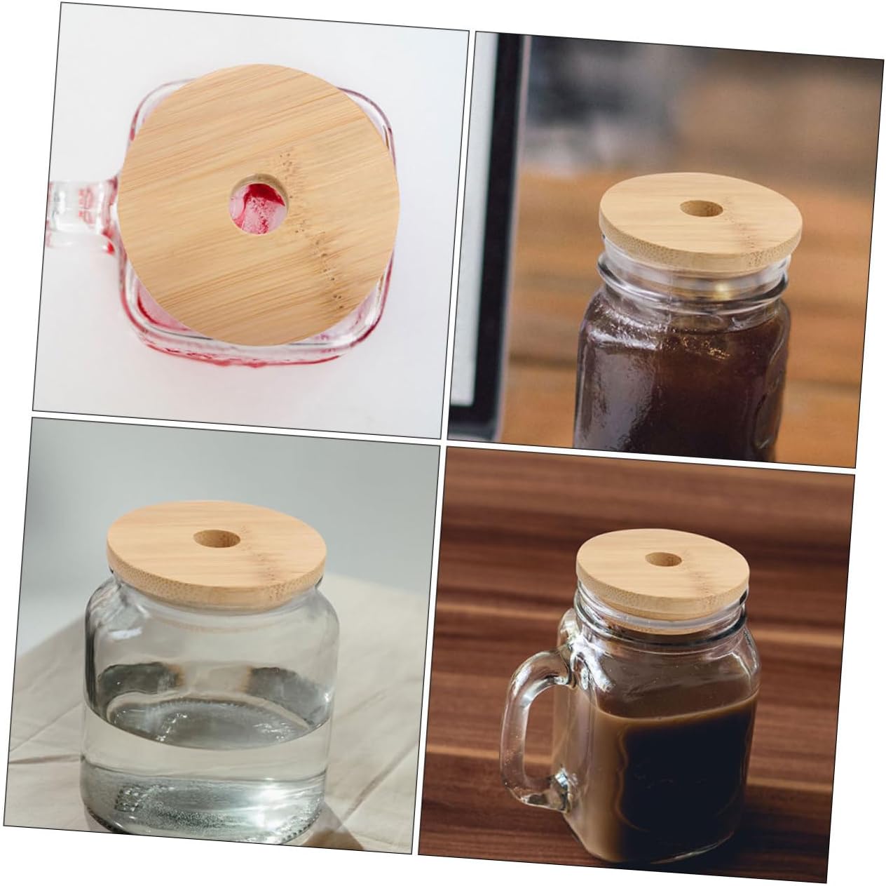 8pcs CIYODO Wooden Lids for Mason Jars with Straw Hole