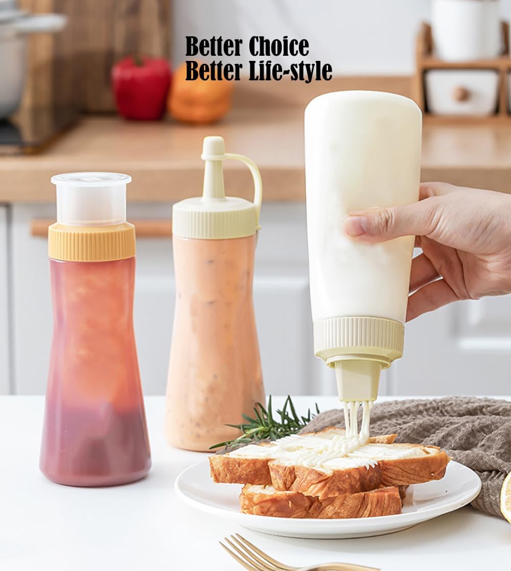 TINMIX 12 OZ Condiment Bottles Set of 3 5 Holes Spout Design