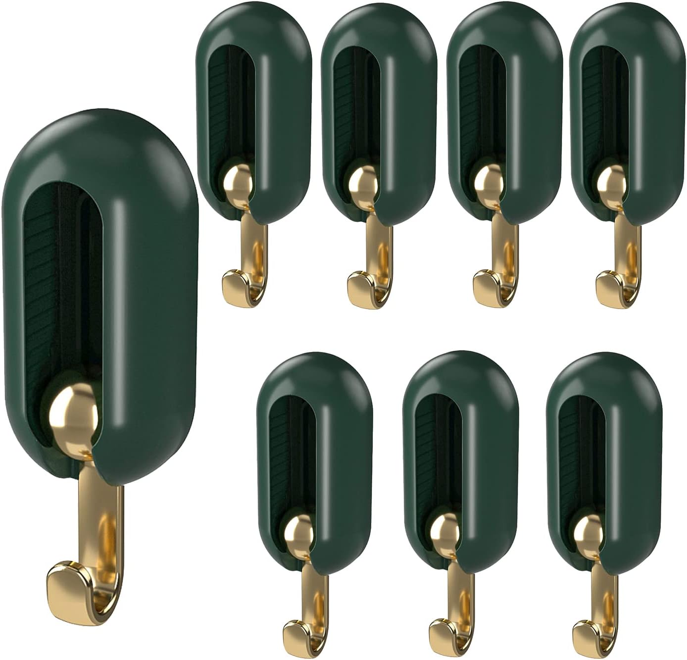 8 Pack Self-Adhesive Wall Hooks Green