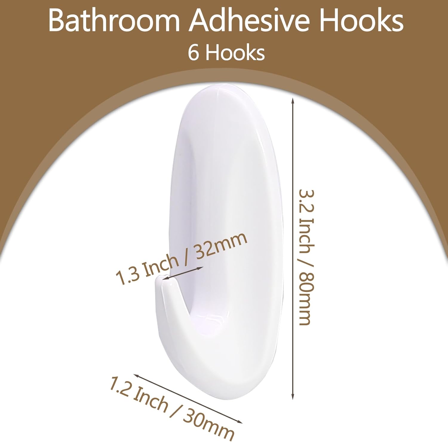6 Pack Medium Utility Hooks Damage Free Self Adhesive Heavy Duty