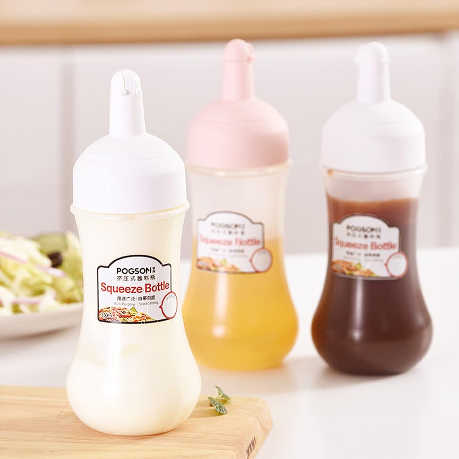 GMBYLBY Condiment Squeeze Bottle with Caps