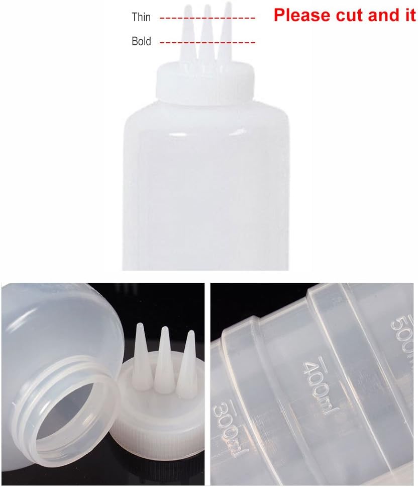 GARASANI 3 Hole Condiment Squeeze Bottle 24oz