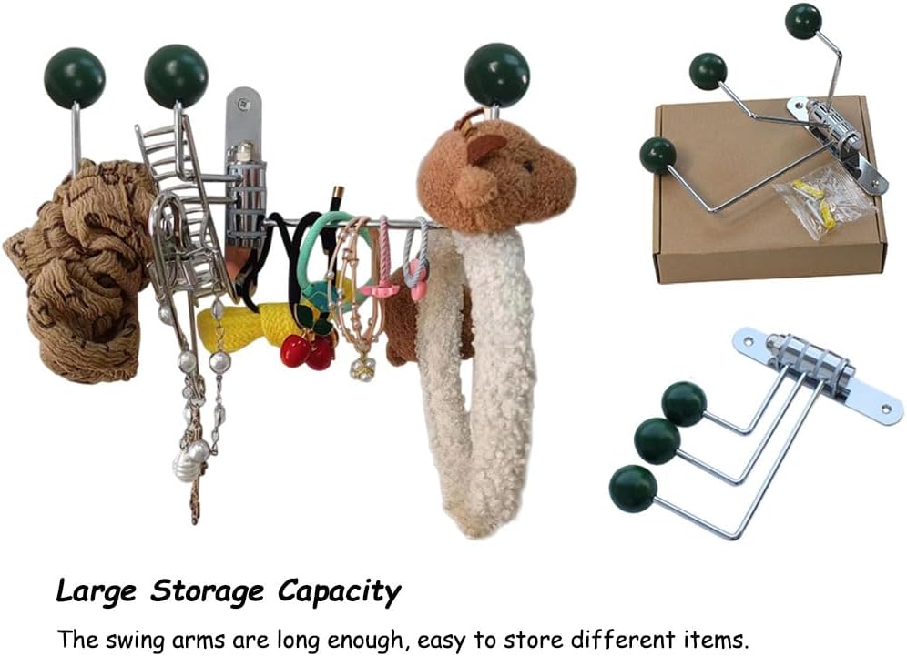 ImyHok Decorated Wall Hook Swivel Coat Rack with Wood Balls