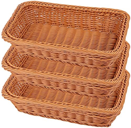 KEILEOHO 3 Pack 12 Inch Poly Wicker Bread Baskets 1