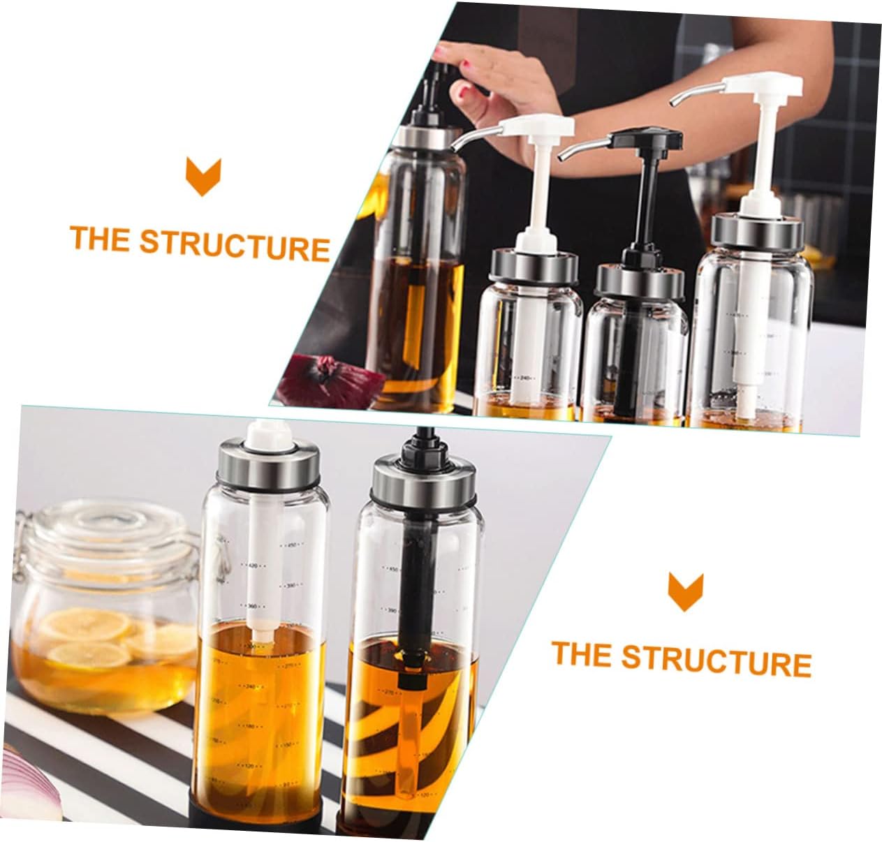 Metallic Honey Jar Press Dispenser 500ml Black Glass