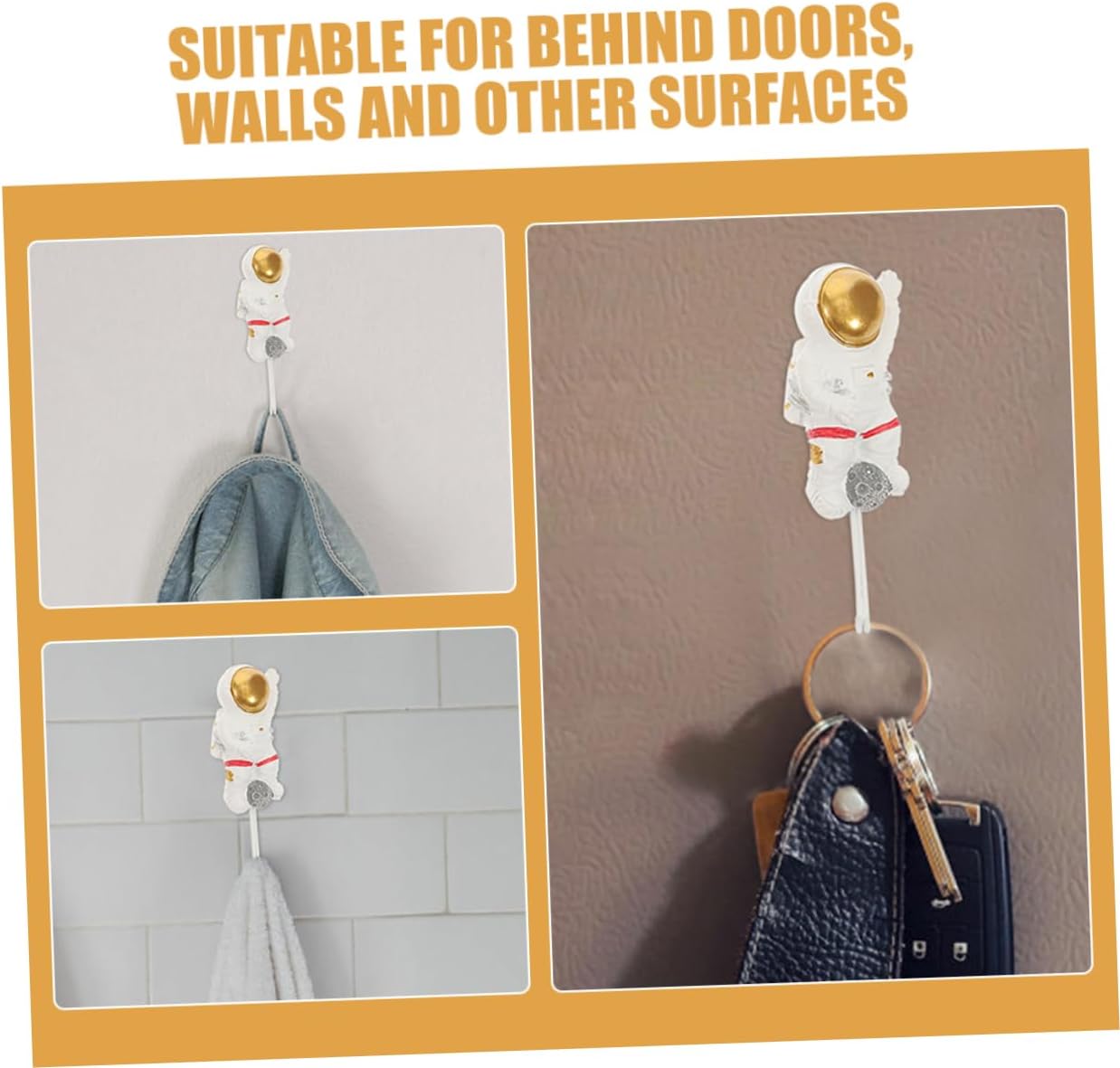 Cute Astronaut Wall Hooks No Drill Adhesive