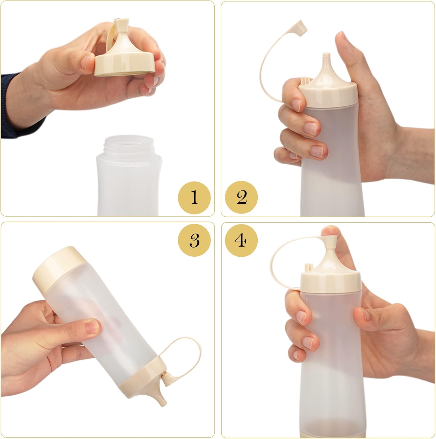 Qiuhome 12 oz Clear Condiment Squeeze Bottles 6 Pack