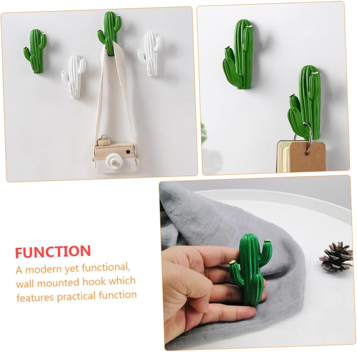 BESTonZON 2pcs Cactus Hook Resin Wall Storage Hooks
