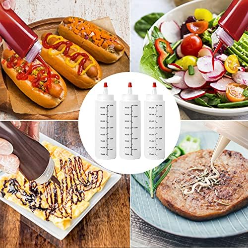 3 Pcs Plastic Squeeze Bottles with Red Cap