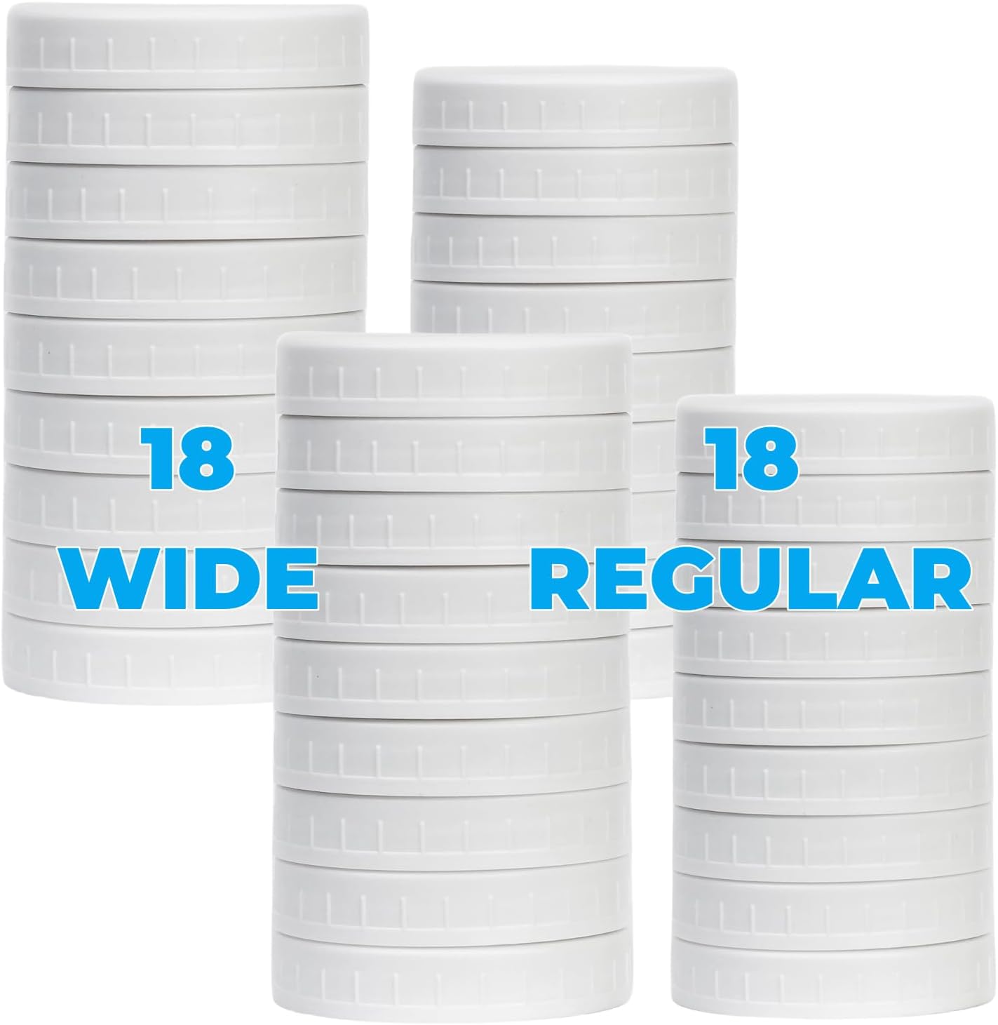 36 Pack White Plastic Mason Jar Lids with Silicone Rings 1