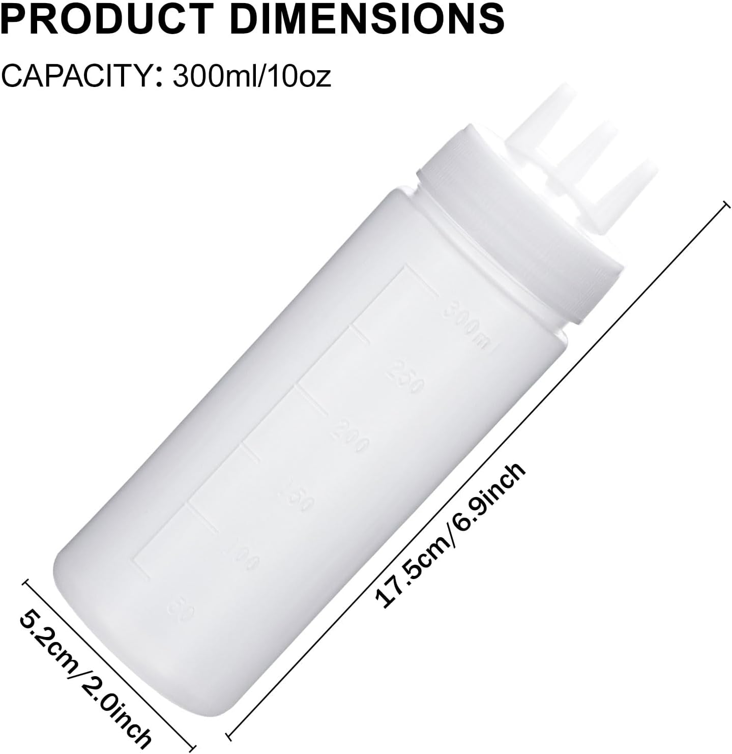 Uceoo 2 Pack Condiment Squeeze Bottles with 3 Hole Nozzles and 2 Funnels