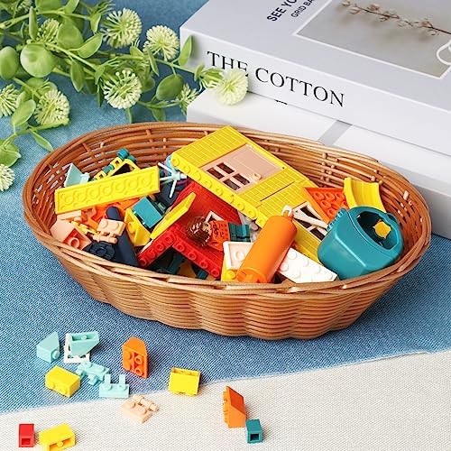 GNIEMCKIN 28 Pack Oval Plastic Wicker Bread Baskets