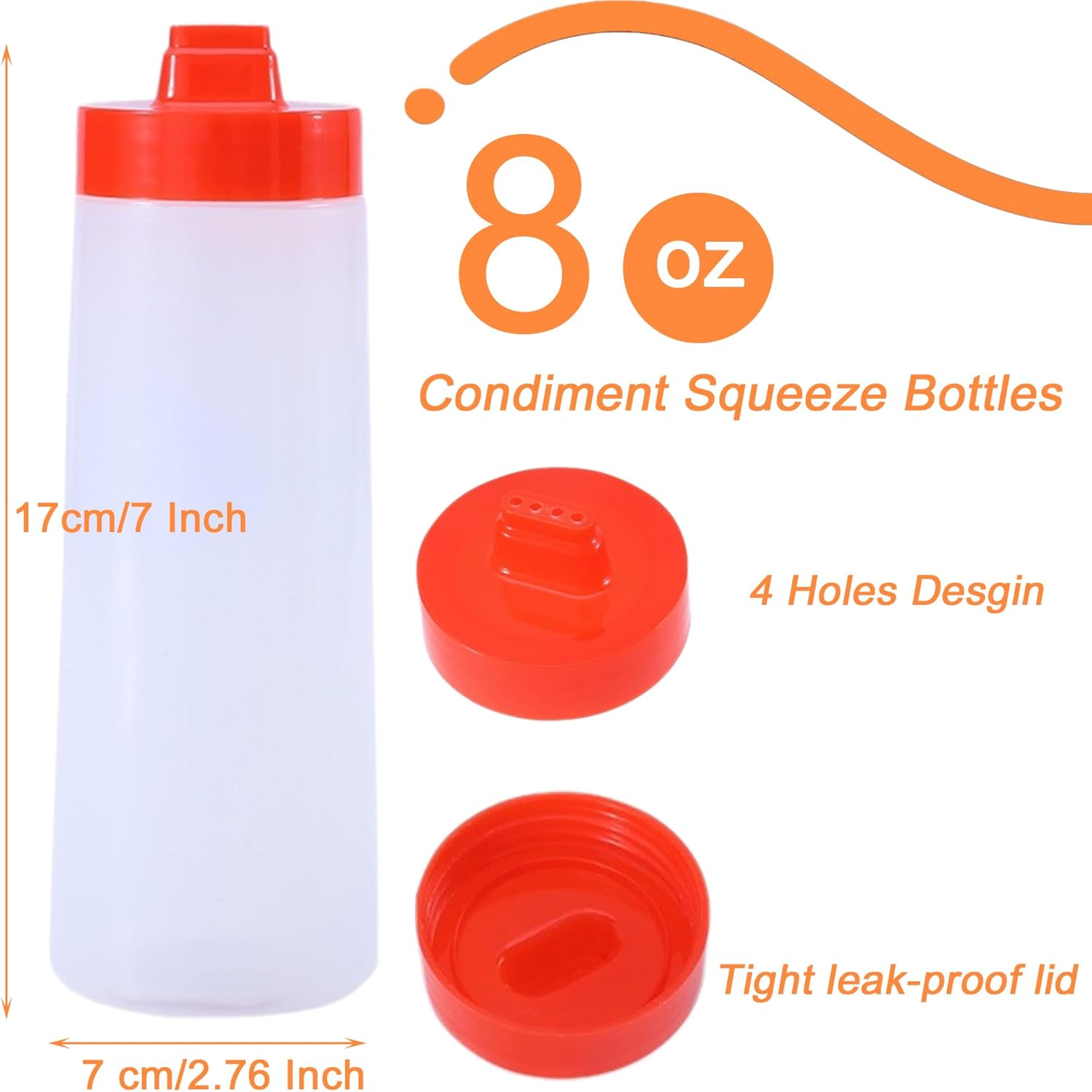 CATPAN 3PCS 8oz Plastic Squeeze Bottles for Sauces