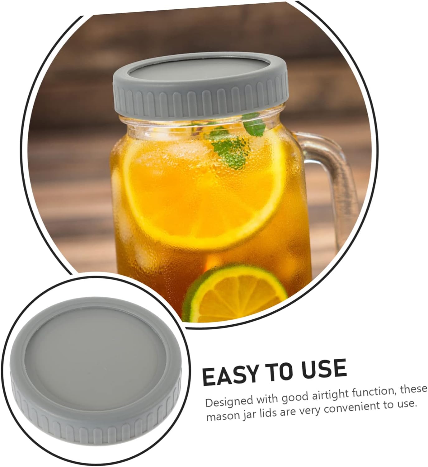 3 Sets Mason Jar Lids Kitchen Jar Protectors Grey