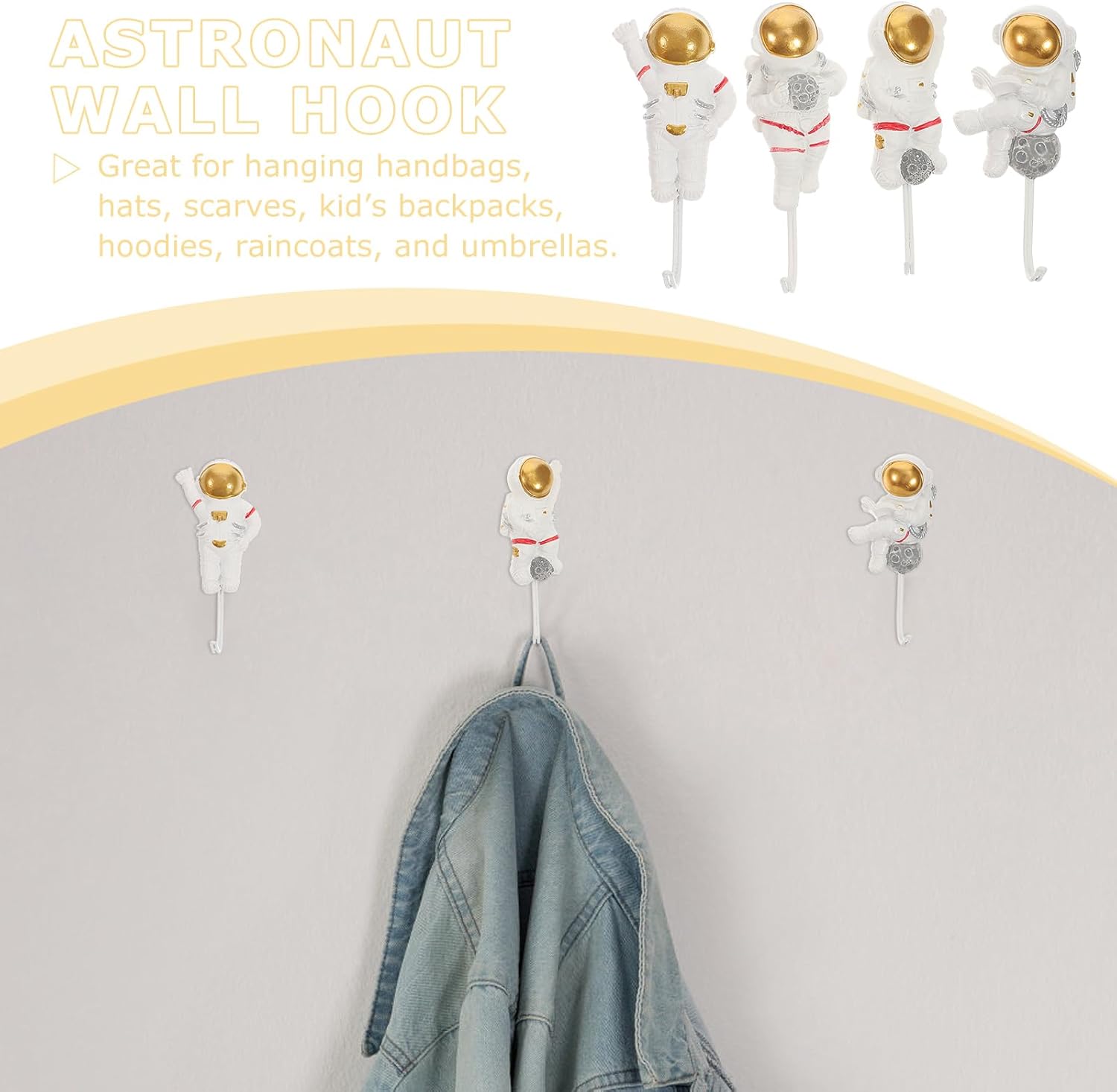FOMIYES 4Pcs Astronaut Shape Wall Hooks 1