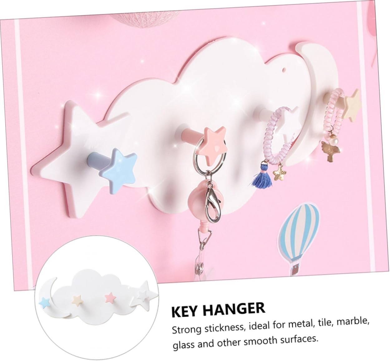 2pcs Cartoon Star Moon Wall Hooks