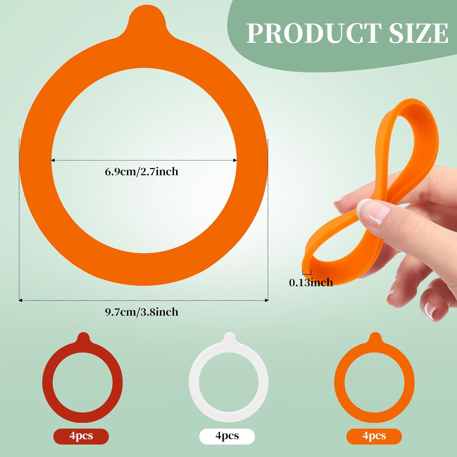12PCS Rubber Seals for Glass Jars 375 Inch Silicone Gasket Replacement