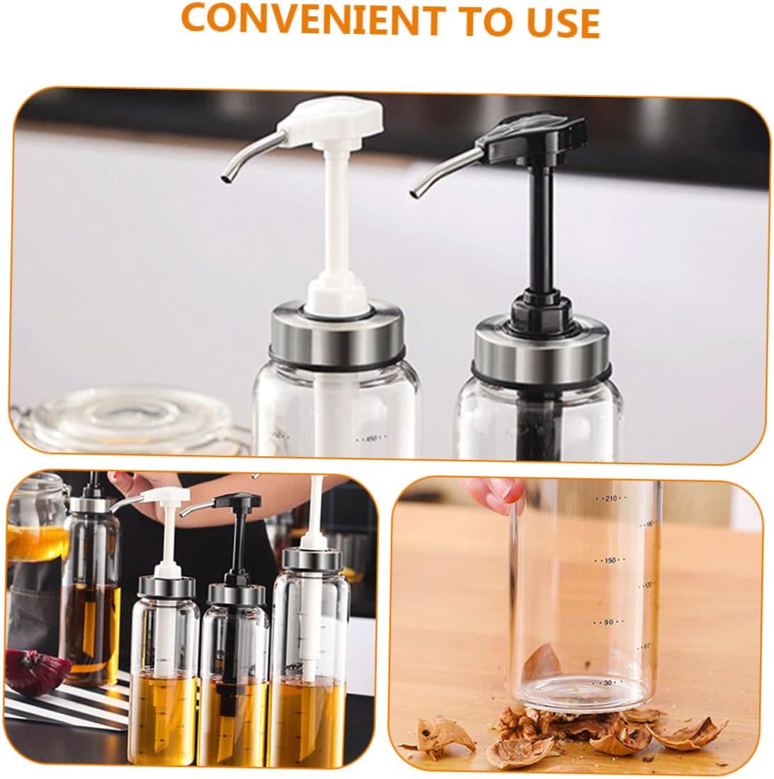 DECHOUS 500ml Glass Honey Pot Pump for BBQ and Indoor Events