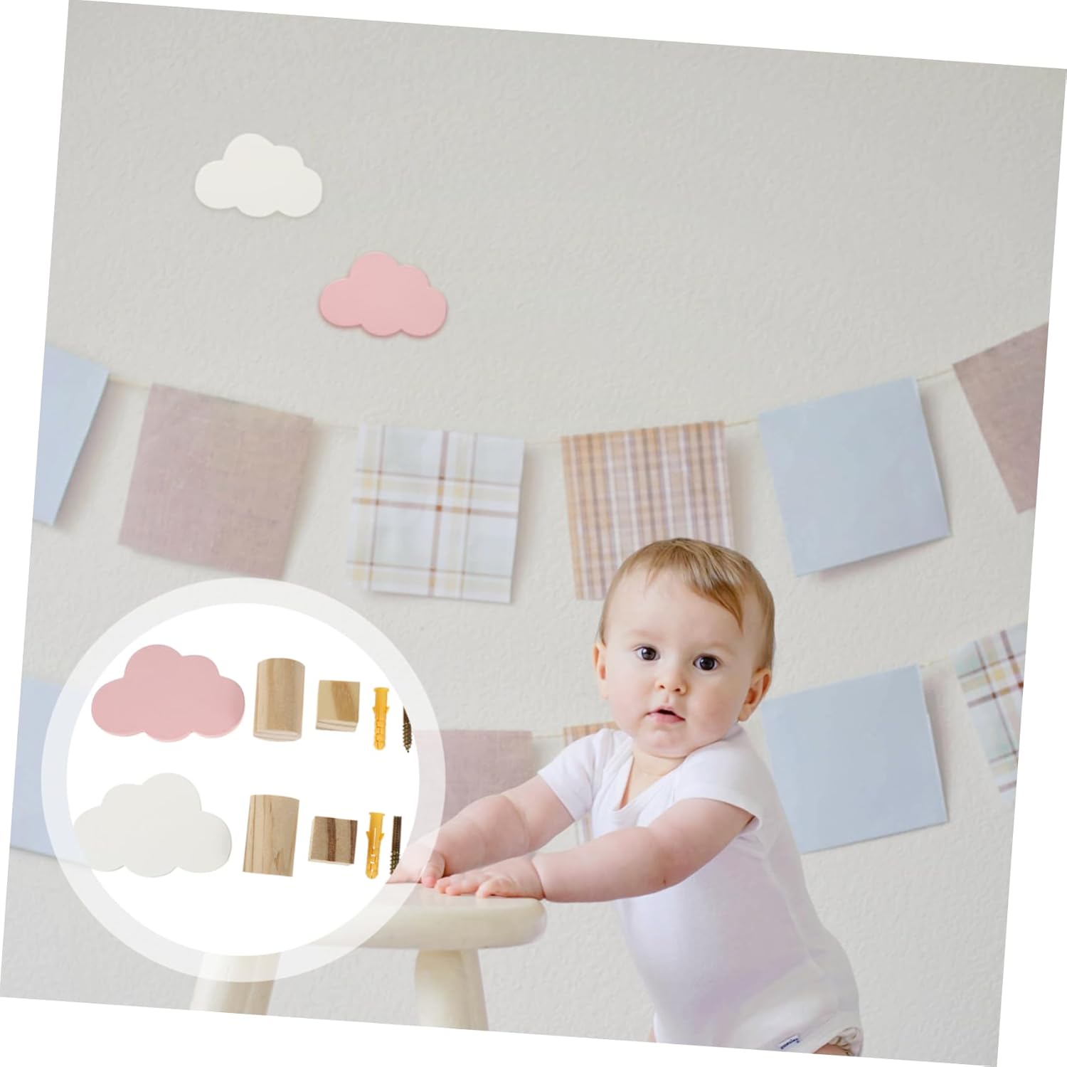 Healifty 2pcs Cartoon Cloud Hooks for Room Decor 1