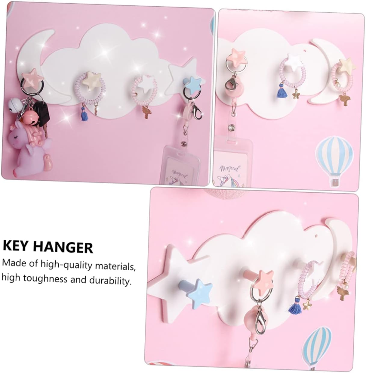 HOOTNEE 2pcs Moon Star Wall Hooks for Clothes and Key Holders
