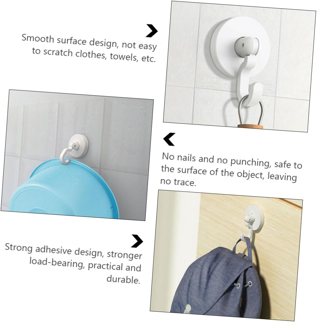HEALLILY Strong Adhesive Wall Hooks for Kitchen and Door