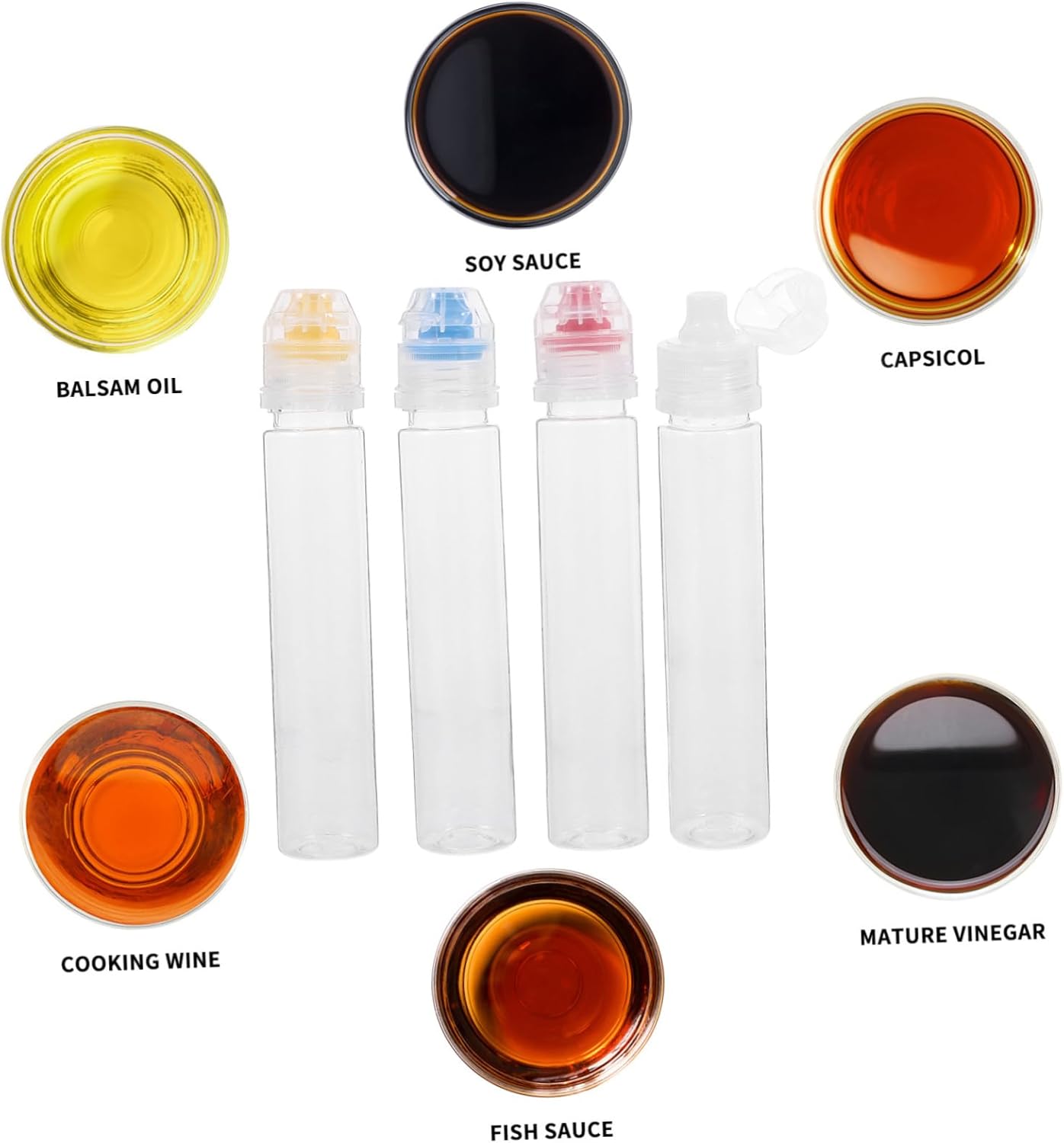 PartyKindom 4pcs2 Mini Squeeze Condiment Bottles