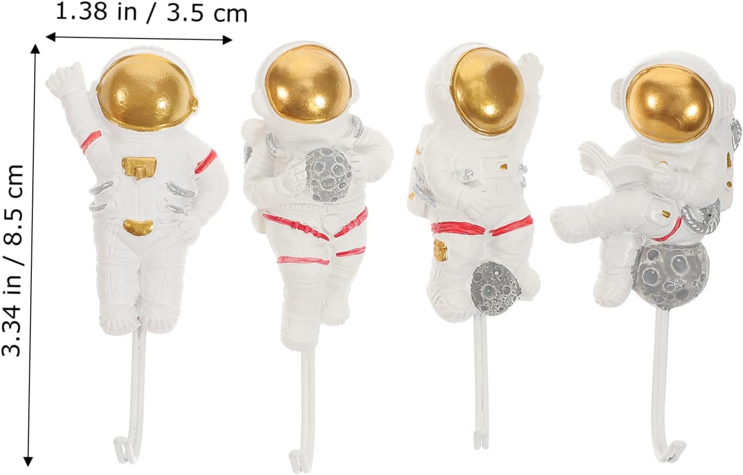 VICASKY 4pcs Space-Themed Astronaut Hooks Wall Decor 1