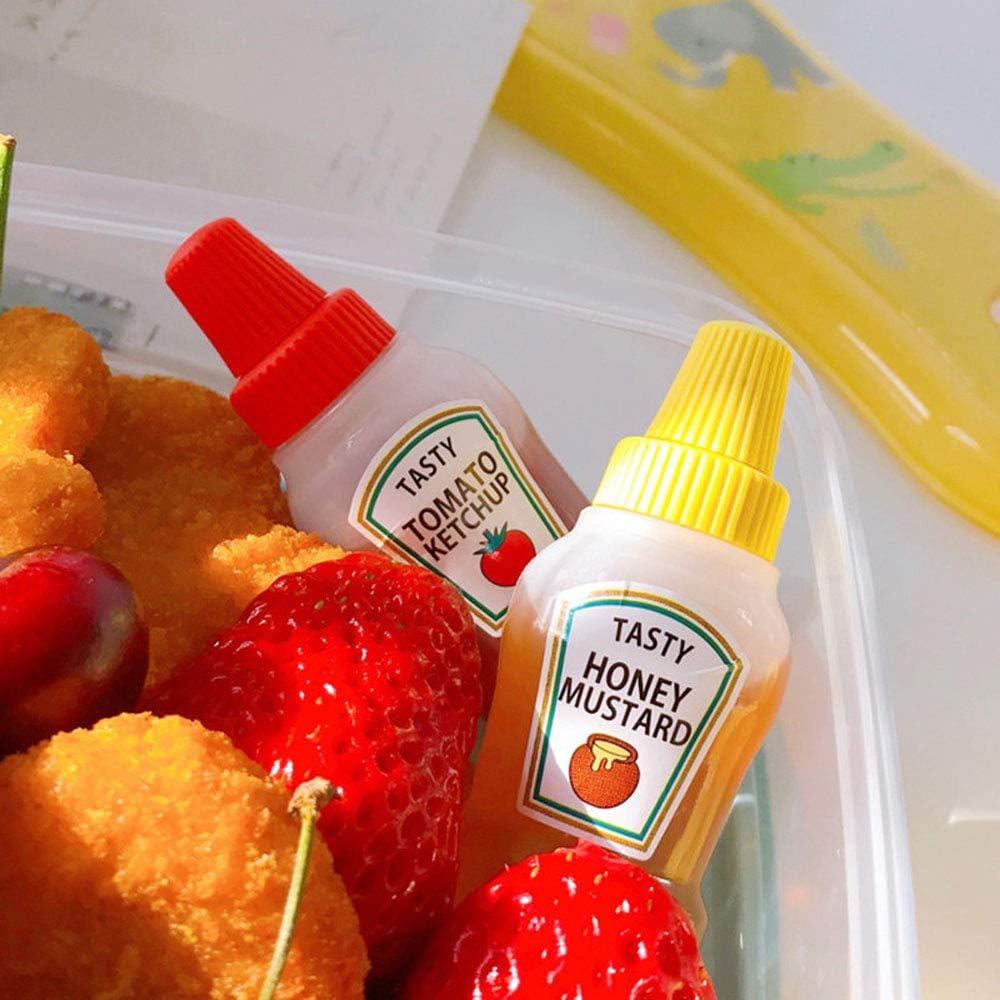 MAOXI 2Pcs 25ML Mini Ketchup Bottles Leakproof Squeeze