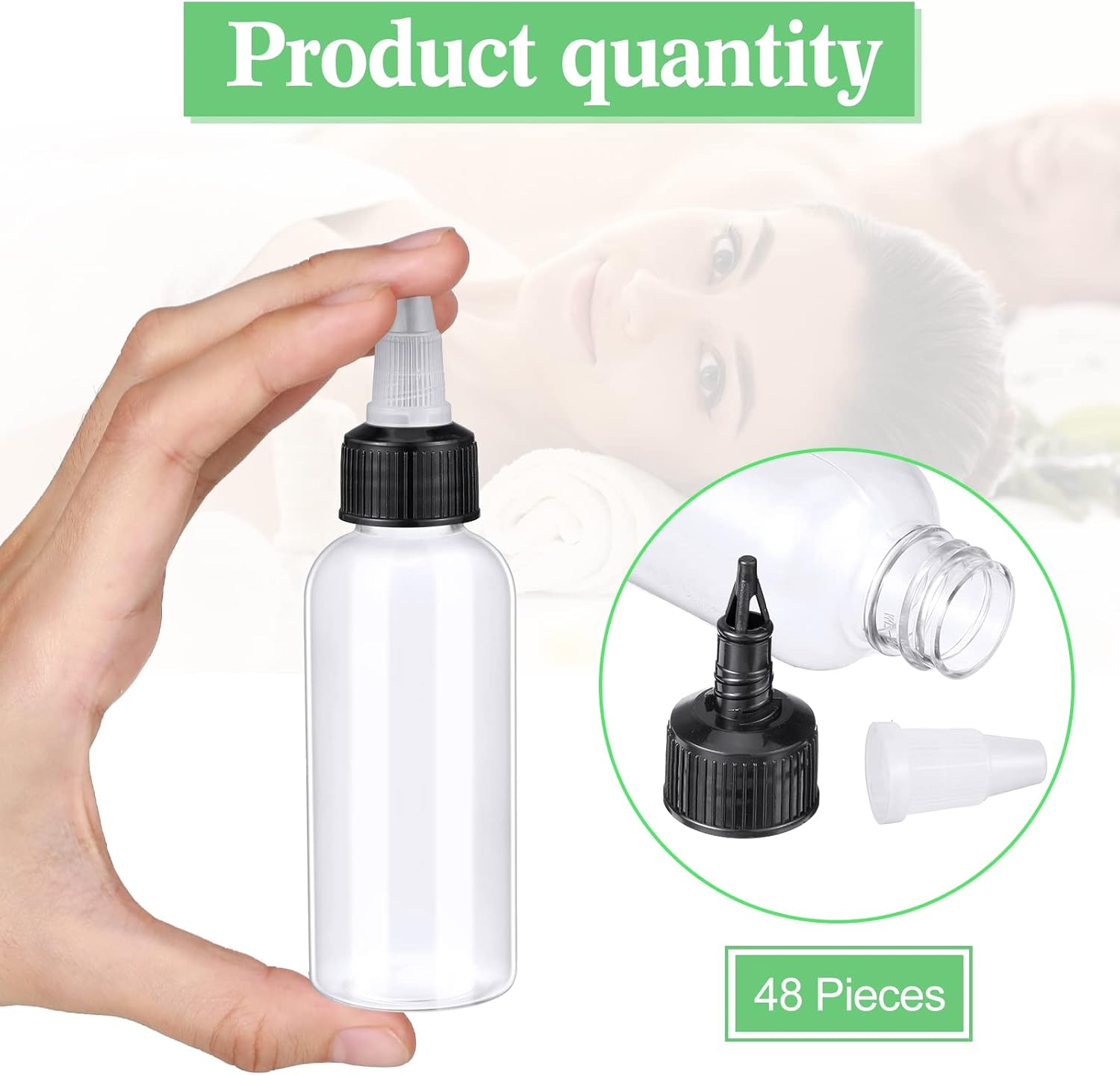 48 Pack Round Squeeze Bottles with Twist Caps