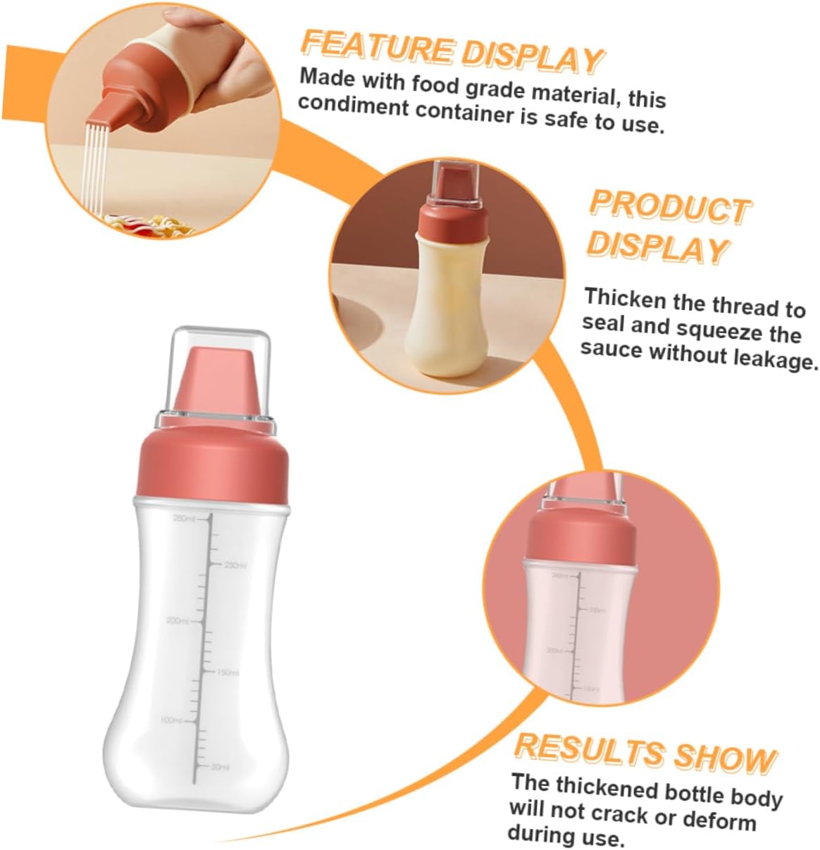 FELTECHELECTR 5-Hole Condiment Squeeze Bottle 350ml