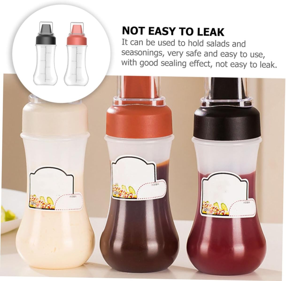 OKUMEYR 2 Pack 350ml Condiment Squeeze Bottles with Scale 1