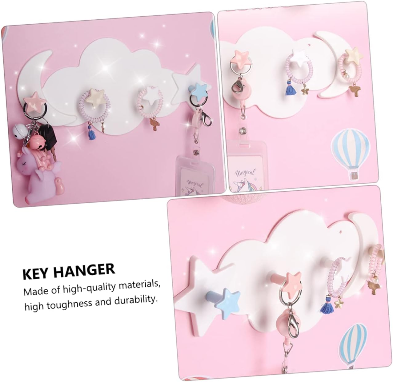 Happyyami 2Pcs Star Moon Cloud Adhesive Wall Hooks