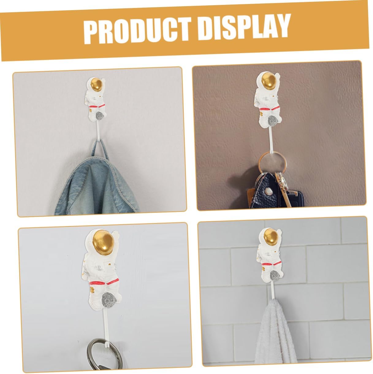 Cute Astronaut Wall Hooks No Drill Adhesive