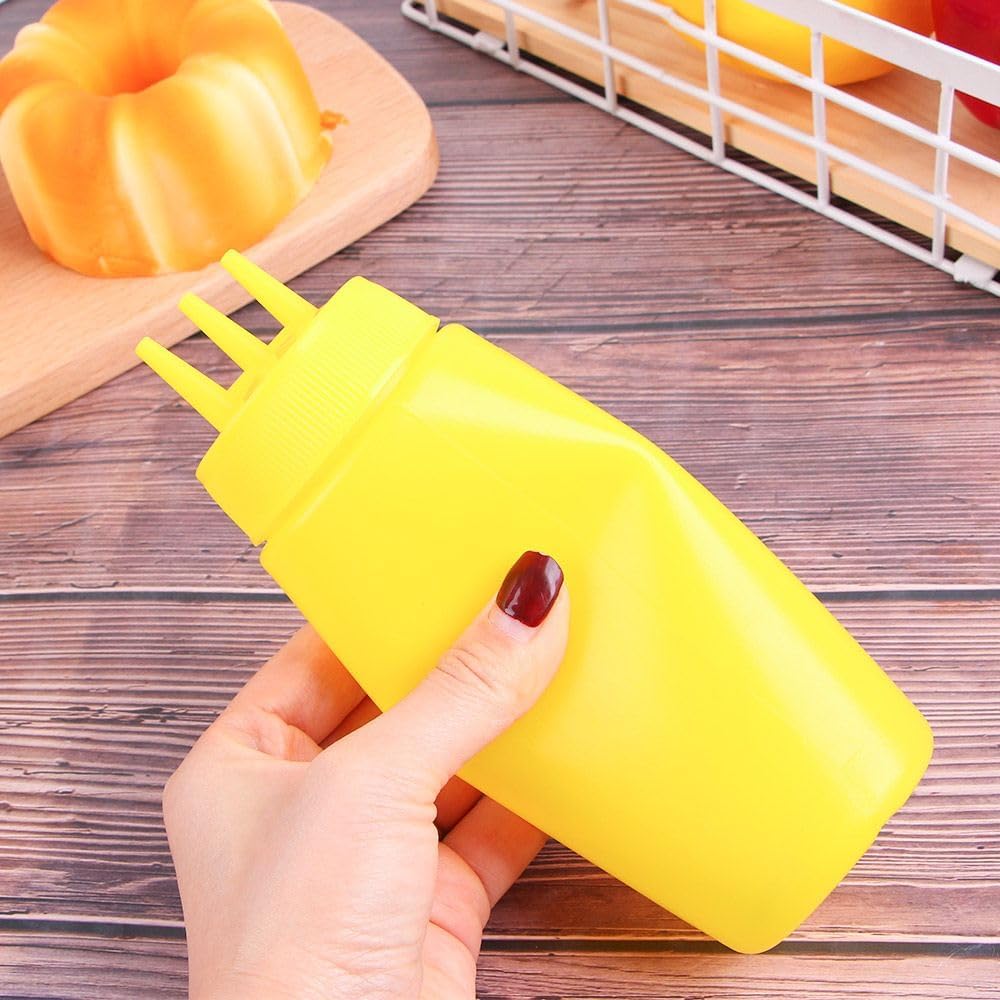 3-Hole Condiment Squeeze Bottles for Mustard Vinegar Salad Oil Dispenser