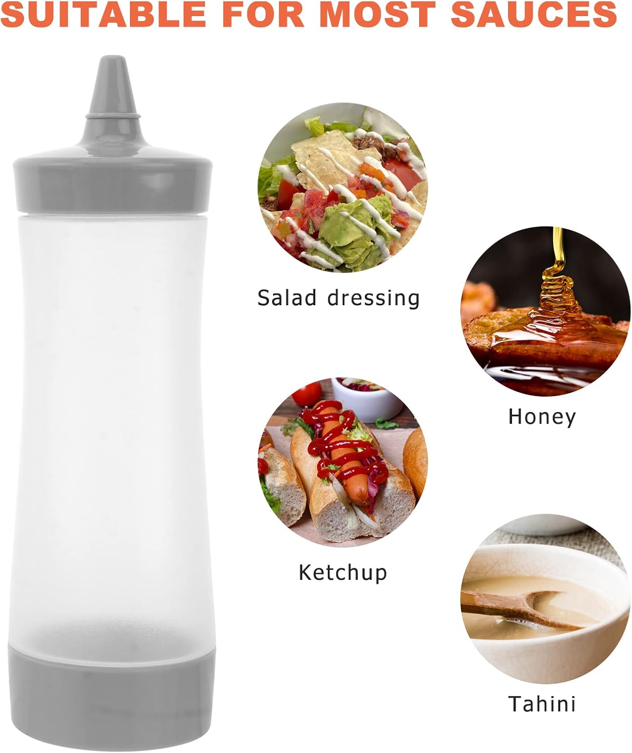 UPKOCH 3PCS Squeeze Condiment Bottles Grey 1