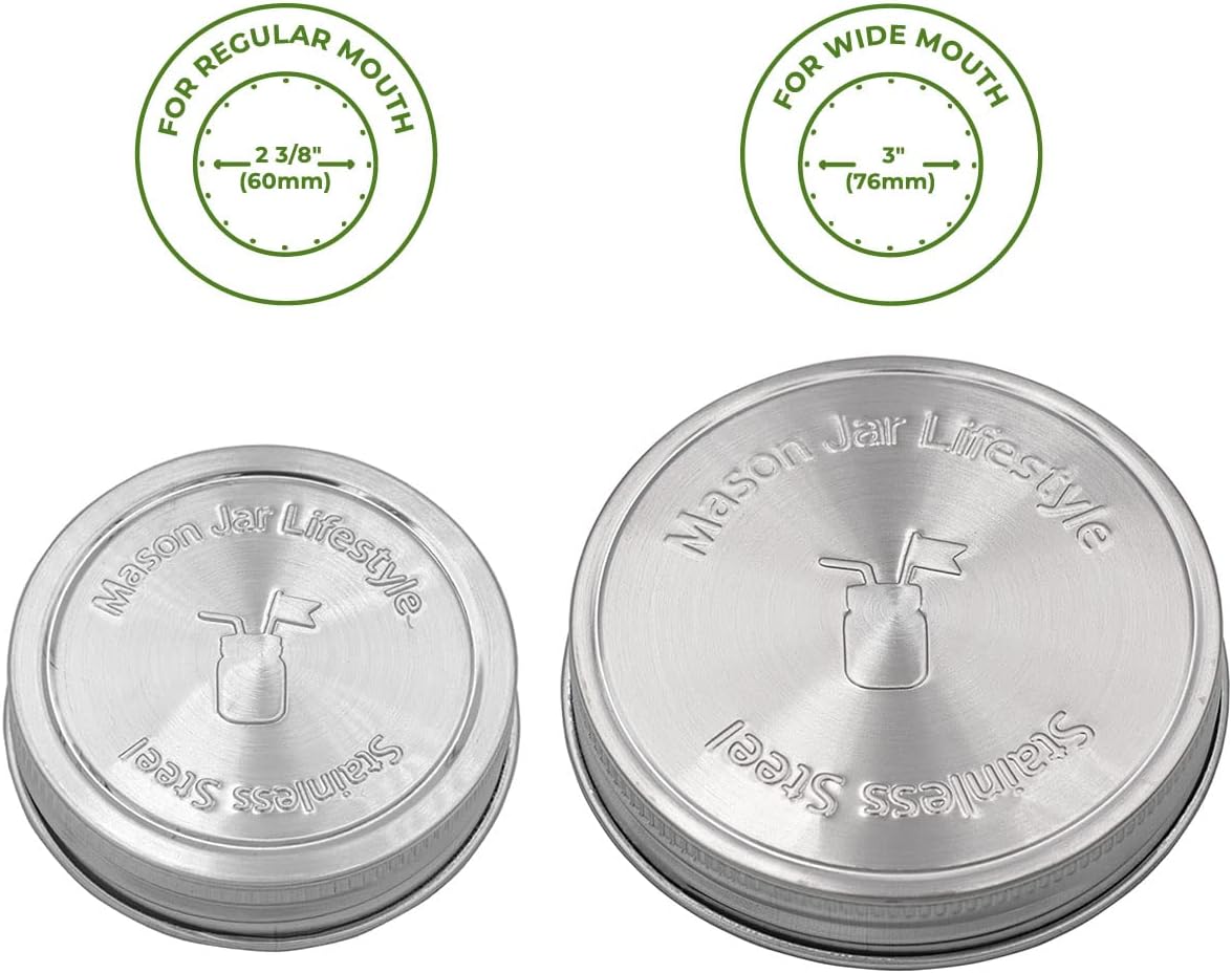 Mason Jar Lifestyle 5 Pack Heavy Duty Lids with Silicone Liners