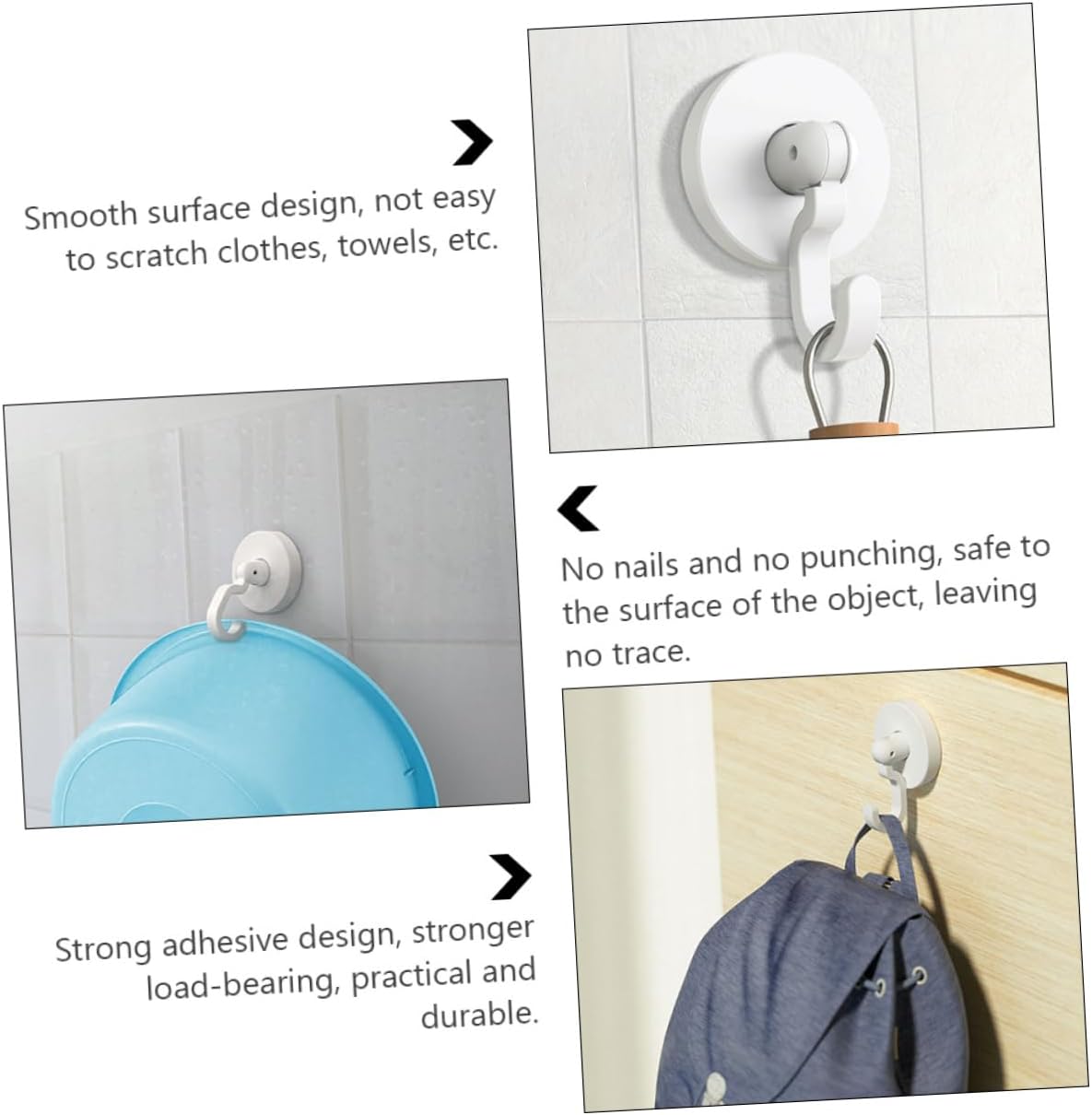 SOLUSTRE 3 Pack Heavy Duty Self-Stick Bathroom Hooks