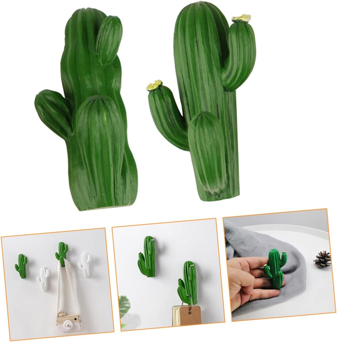 BESTonZON 2pcs Cactus Hook Resin Wall Storage Hooks
