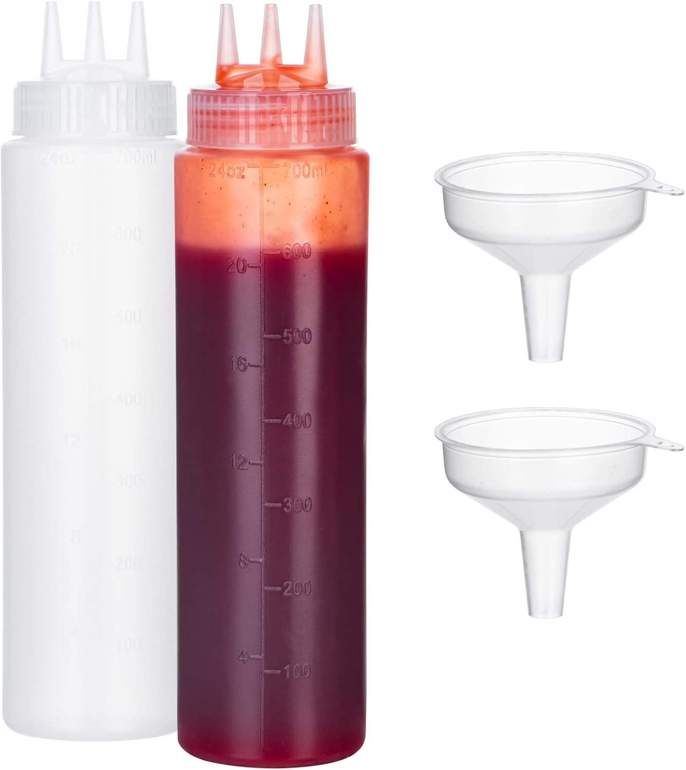 Deesoo 3-Hole Condiment Squeeze Bottles 2pcs 700ml Food Grade