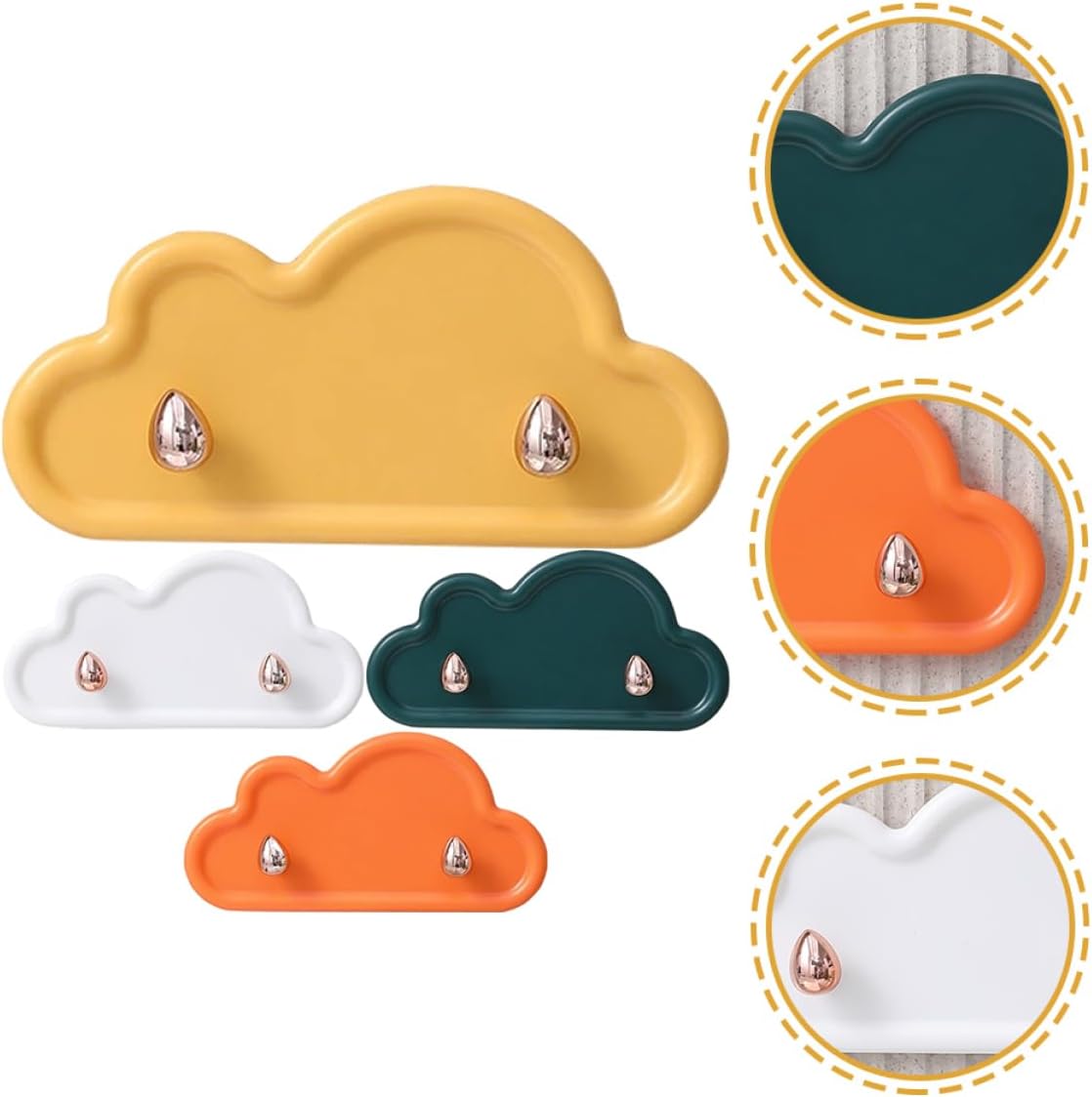 HOMSFOU Adhesive Cloud Key Hooks 4 Pack
