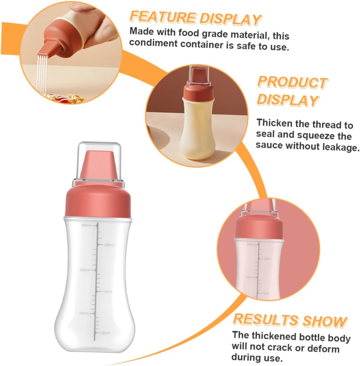 PRETYZOOM 5-Hole Squeeze Ketchup Bottle 350ml Red with Lid 1