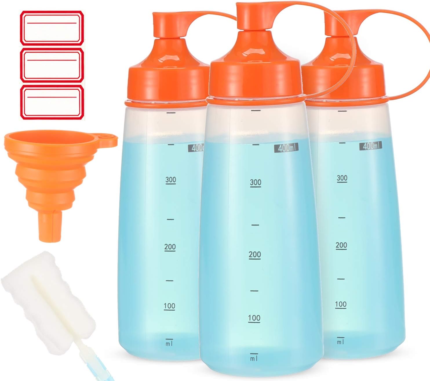 Ondiomn 3 Pack Wide Mouth Squeeze Bottles BPA Free