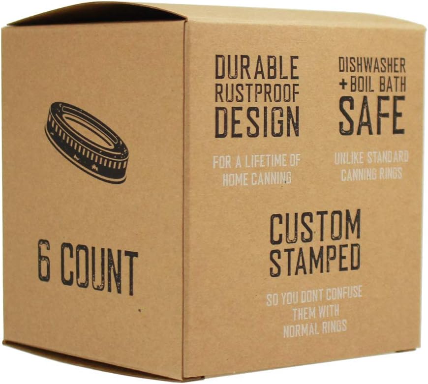 Trellis Co Stamped Stainless Steel Canning Jar Bands 6 Pack