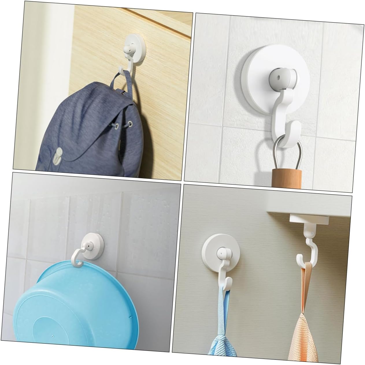 VILLFUL Adhesive Shower Door Hooks 3pcs Heavy Duty